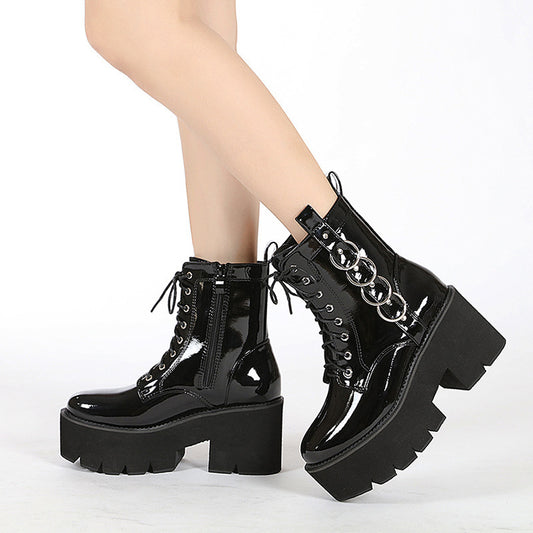 Women's Motorcycle-Inspired Air Doc Martens Muffin Platform Boots