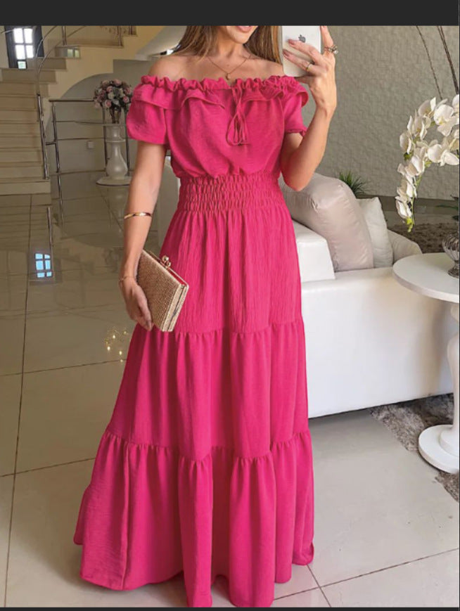 Women's Elastic Off-shoulder Long Dress