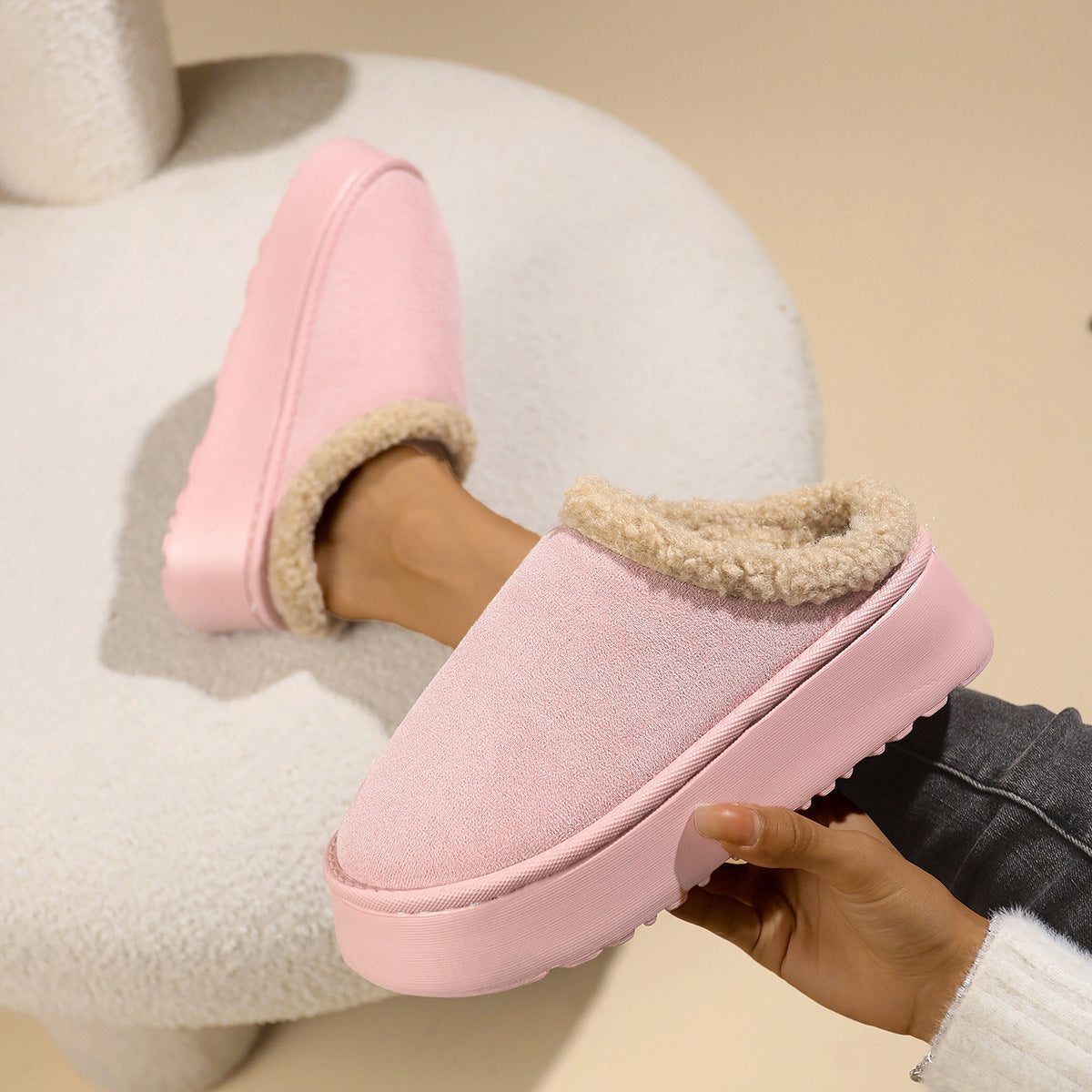 Women's Autumn and Winter Indoor Curling Slippers