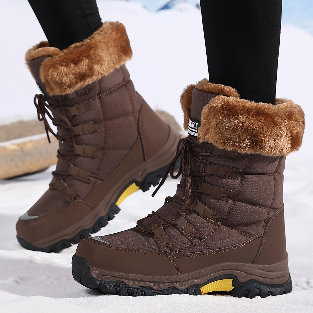 Velvet-Lined Warm Cotton Snow Boots - High Top Padded Winter Shoes