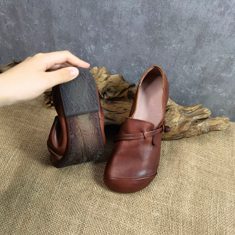 Handmade Retro Single Shoes with Round Toe and Soft Bottom