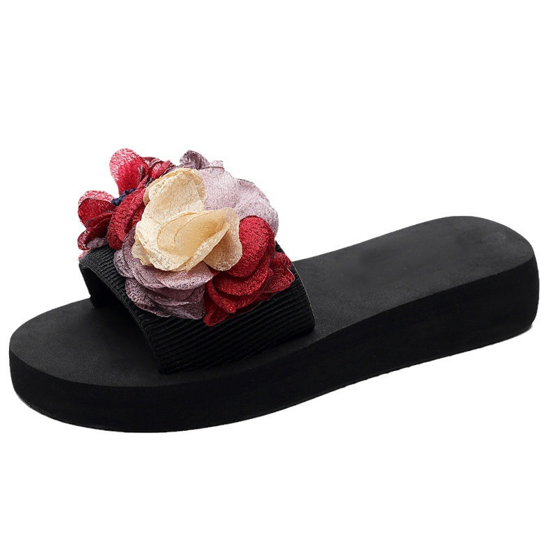 Flower-Embroidered Sandals - Lightweight and Non-Slip Design