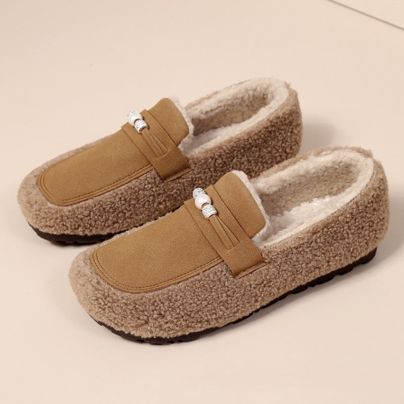 Cotton Gommino Shoes with Fleece Lining – Padded, Warm, and Fluffy