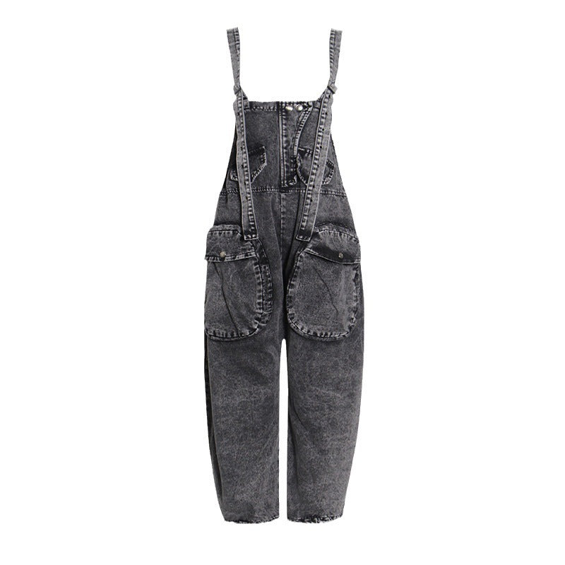 Women's Street-Style Tooling Overall Jeans with a Unique Design