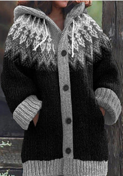 Retro Hooded Knitted Coat for a Lazy, Cozy Style