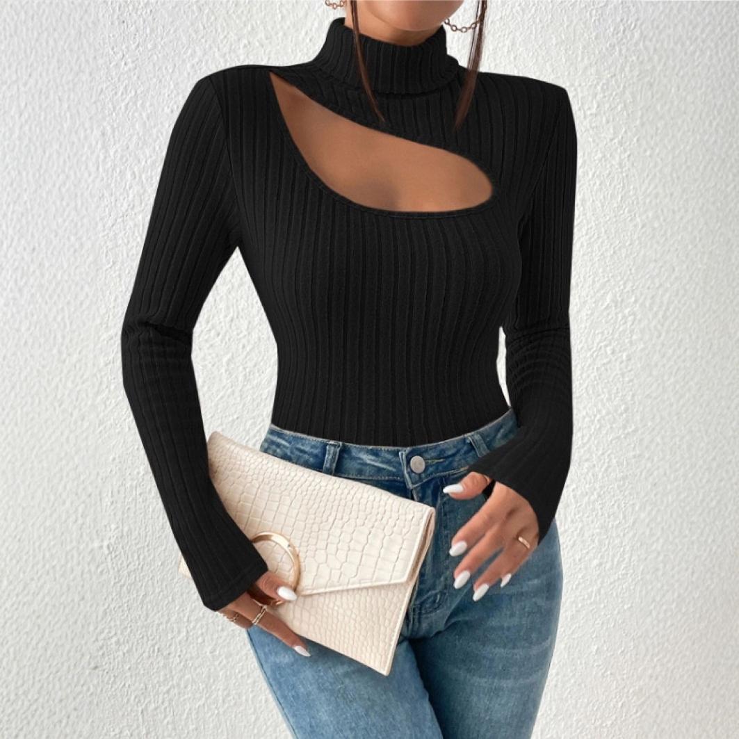 Women's Hollow-Out Turtleneck Layering Shirt