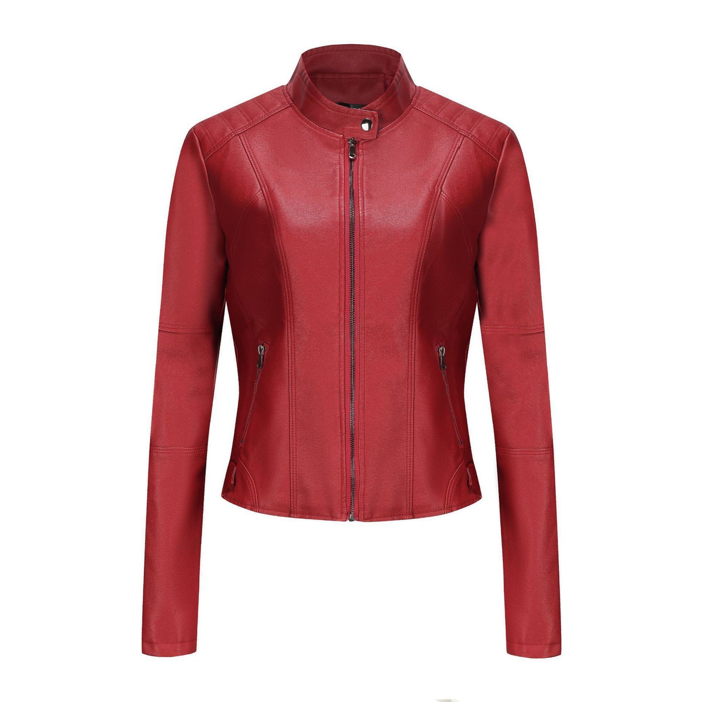 Women's Short Slim-Fit Leather Jacket