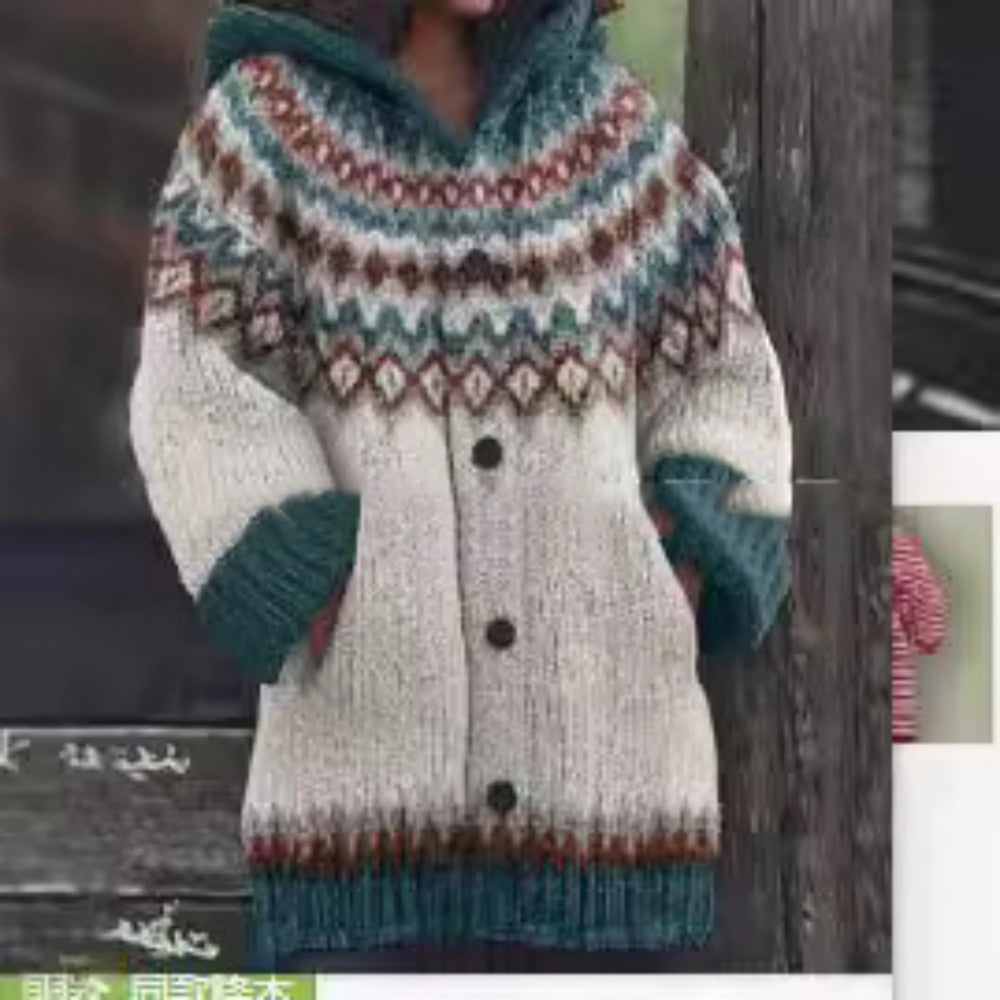 Retro Hooded Knitted Coat for a Lazy, Cozy Style