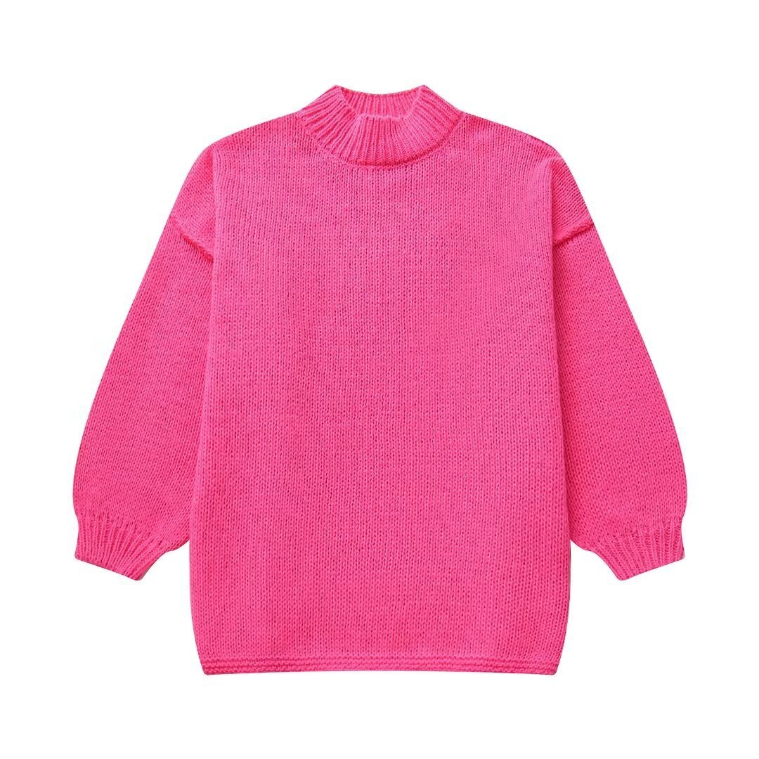 Casual All-Match Round Neck Long Sleeve Knitted Sweater for Women