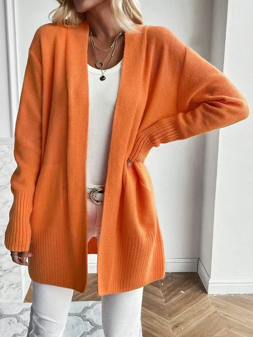 Plus Size Women's Solid Color Casual Knit Cardigan