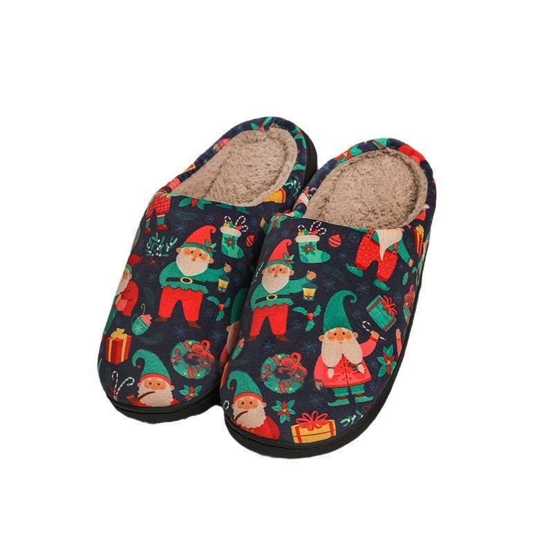 Santa Claus Cotton Slippers for Autumn and Winter, Cozy Holiday Footwear