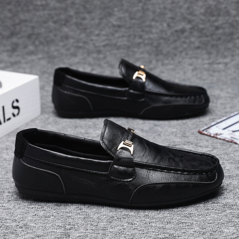 Summer Breathable Versatile Slip-on Lazy Casual British Leather Shoes