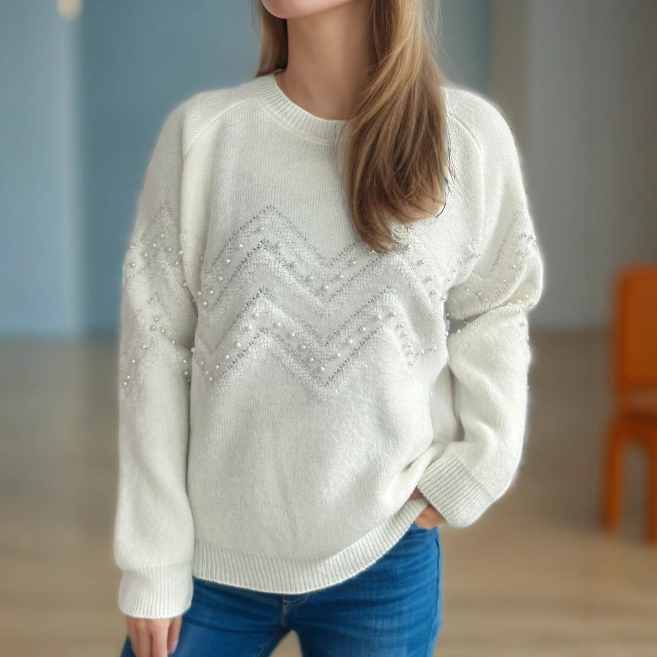 European and American Style Crew Neck Casual Long-Sleeved Sweater