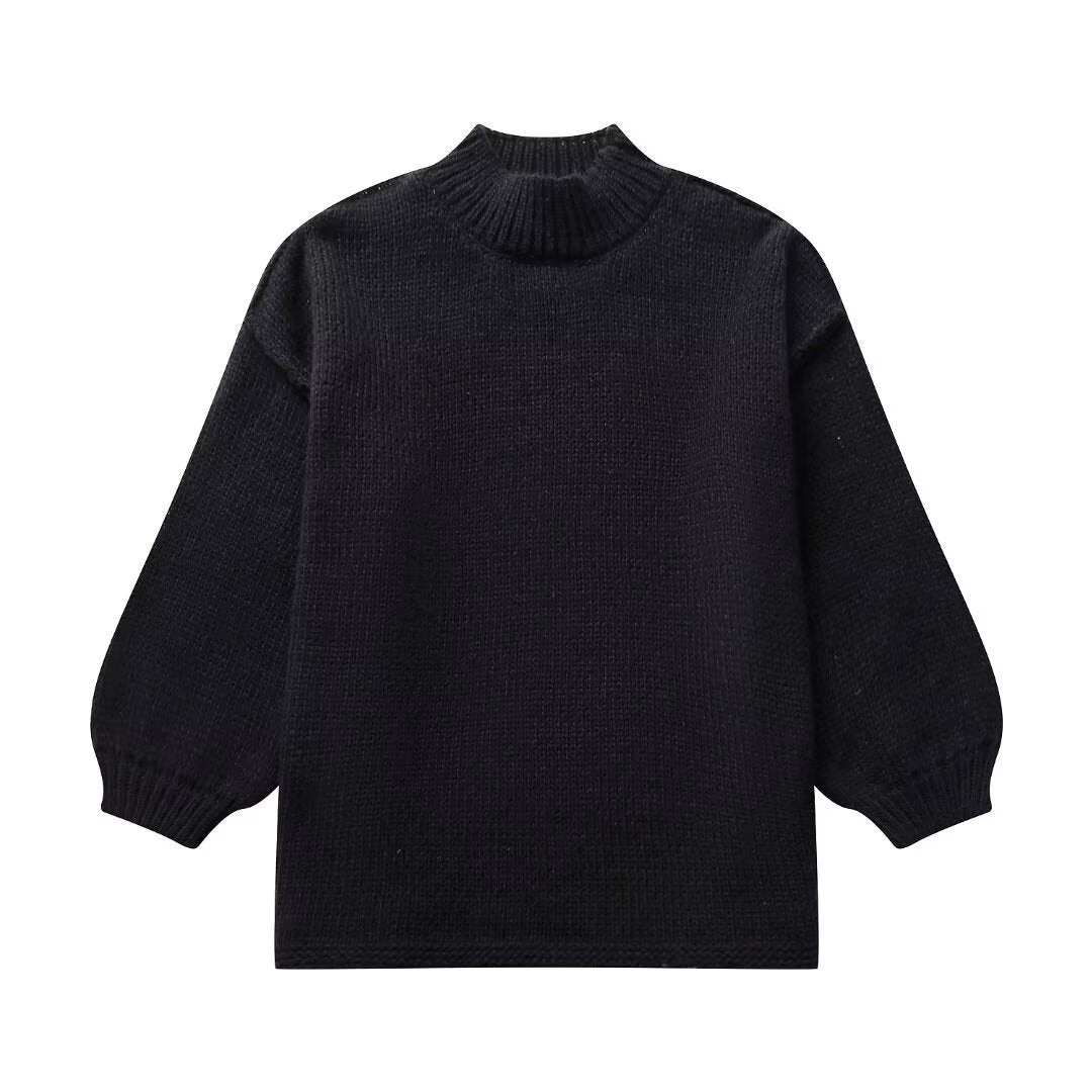 Casual All-Match Round Neck Long Sleeve Knitted Sweater for Women