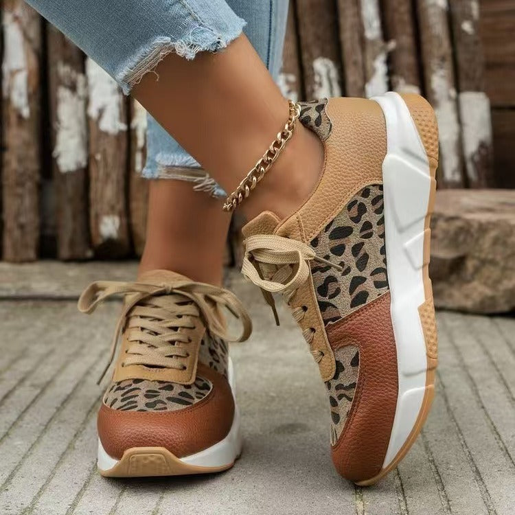 Women's Thick-Soled Camouflage Lace-Up Casual Sneakers