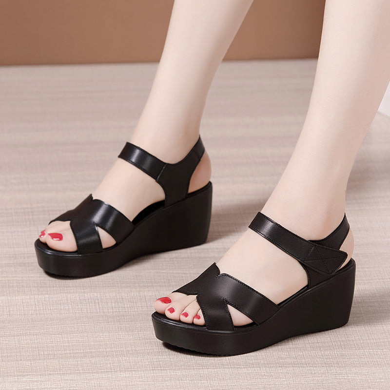 Plus Size Platform High Heel Sandals - Versatile All-Match Style