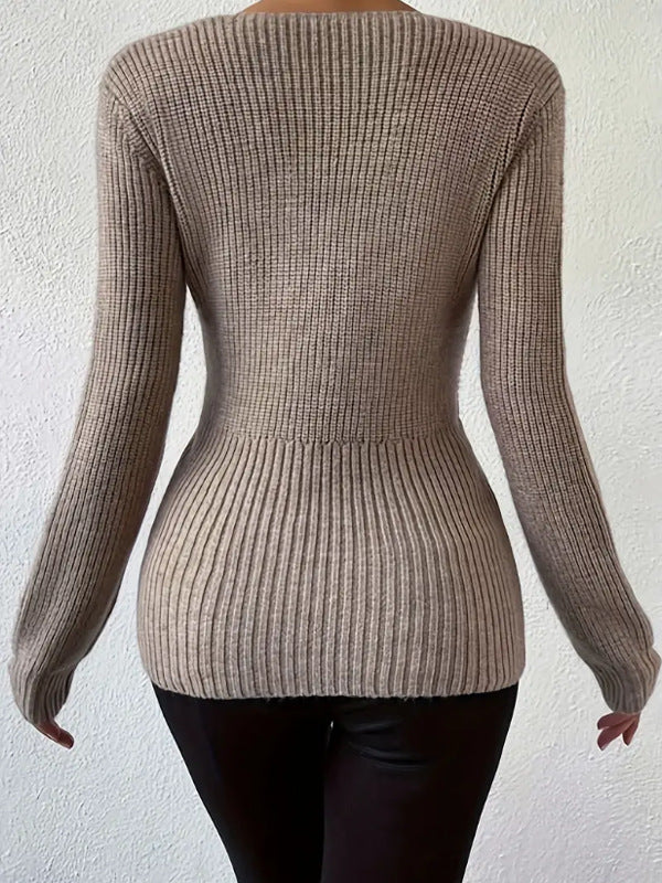 Women's Slim Fit Solid Color Sweater - Stylish Underwear Top for Layering