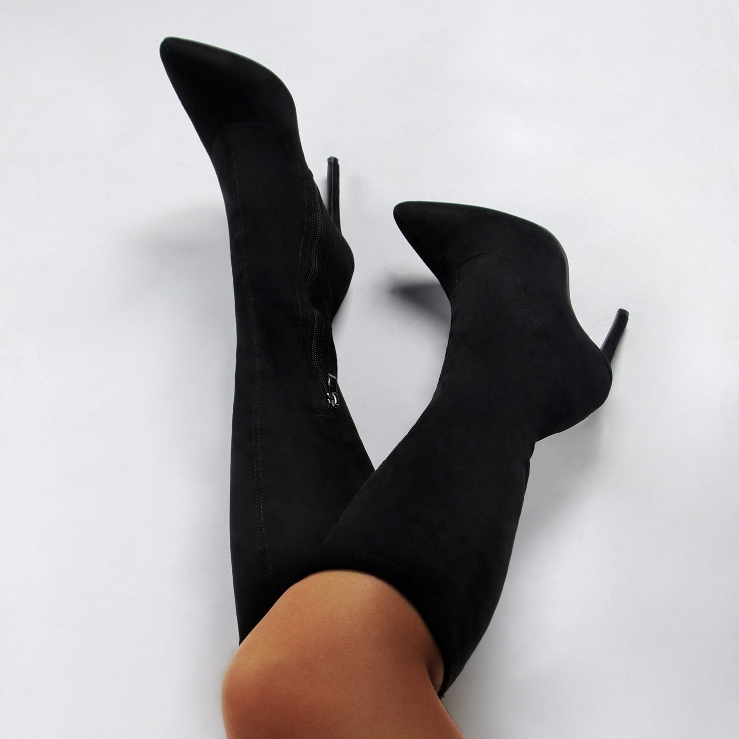 Women's Fashion Suede Mid-Length Boots with Stiletto Heels