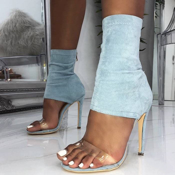 Women's Stiletto Heel Sandals with Back Zipper