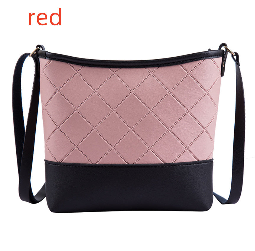 Women's Shoulder Messenger Embossed Diamond Plaid Retro Bucket Bag