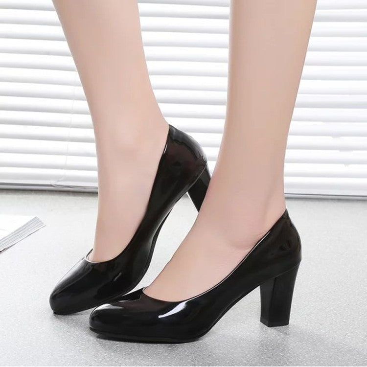 Women's Nude Chunky Heel Pointed Toe High Heels