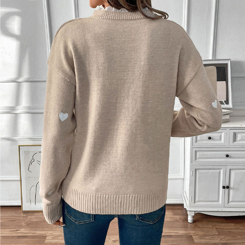 V-Neck Love Sweater for Women, Perfect for Valentine's Day