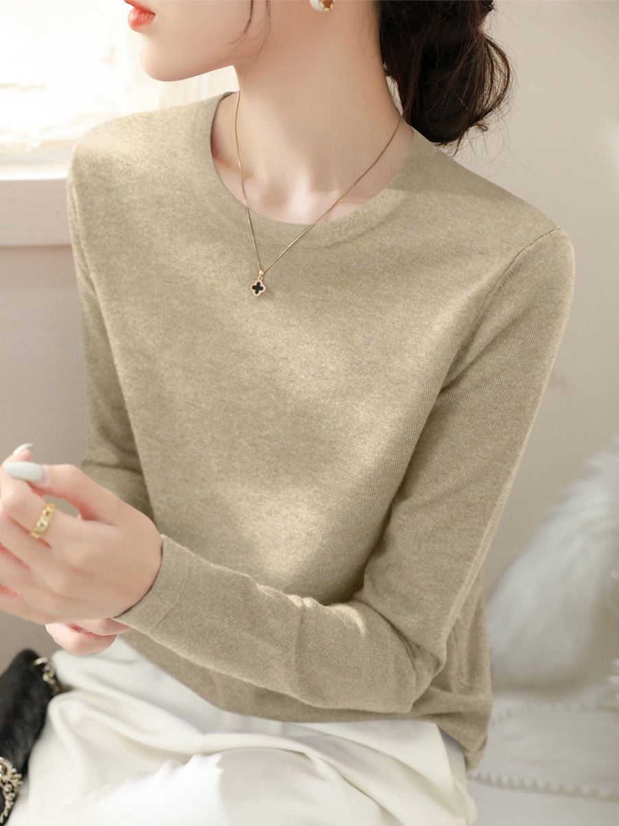 Round Neck Loose Long Sleeve Sweater