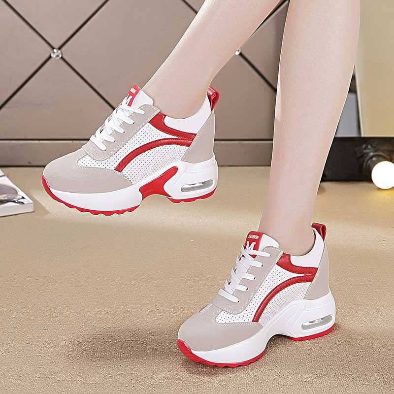 Women's Platform Wedge Lace-up Casual Low-Top Sneakers