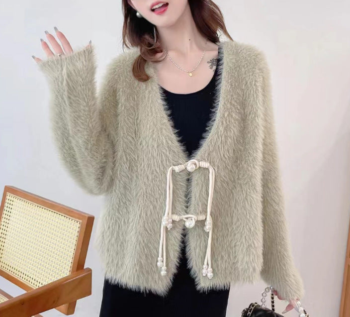 Women's Short Artificial Mink Fur Top - Thick and Cozy