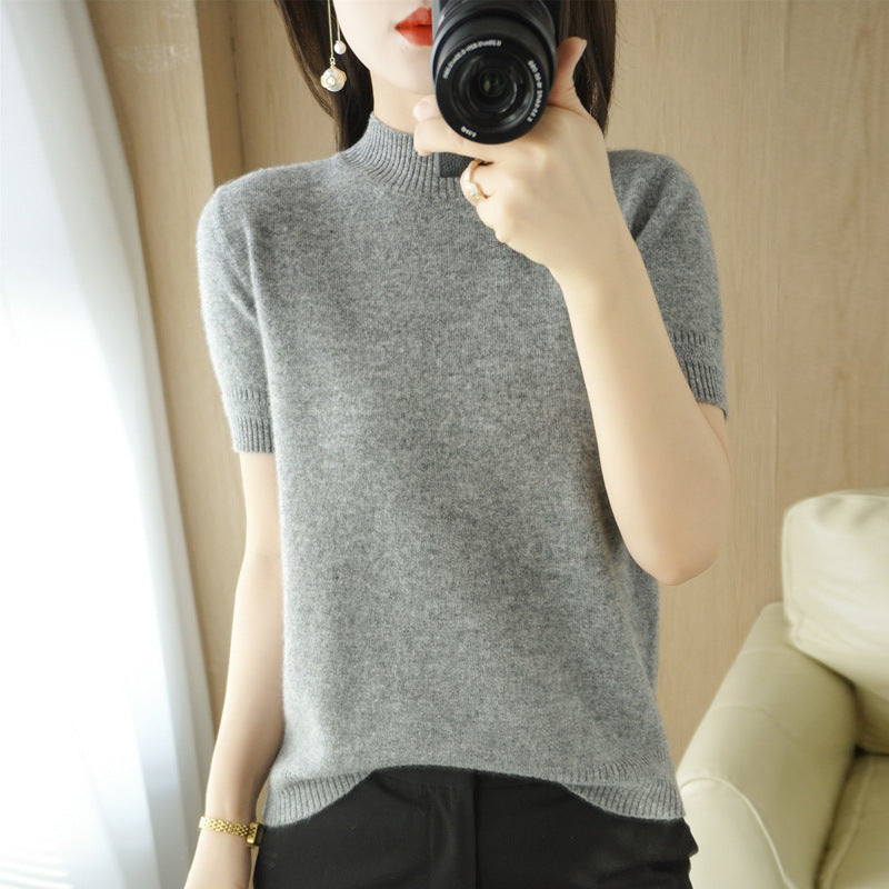 Women's Mock-Neck Mid-Length Sleeve Lightweight Sweater