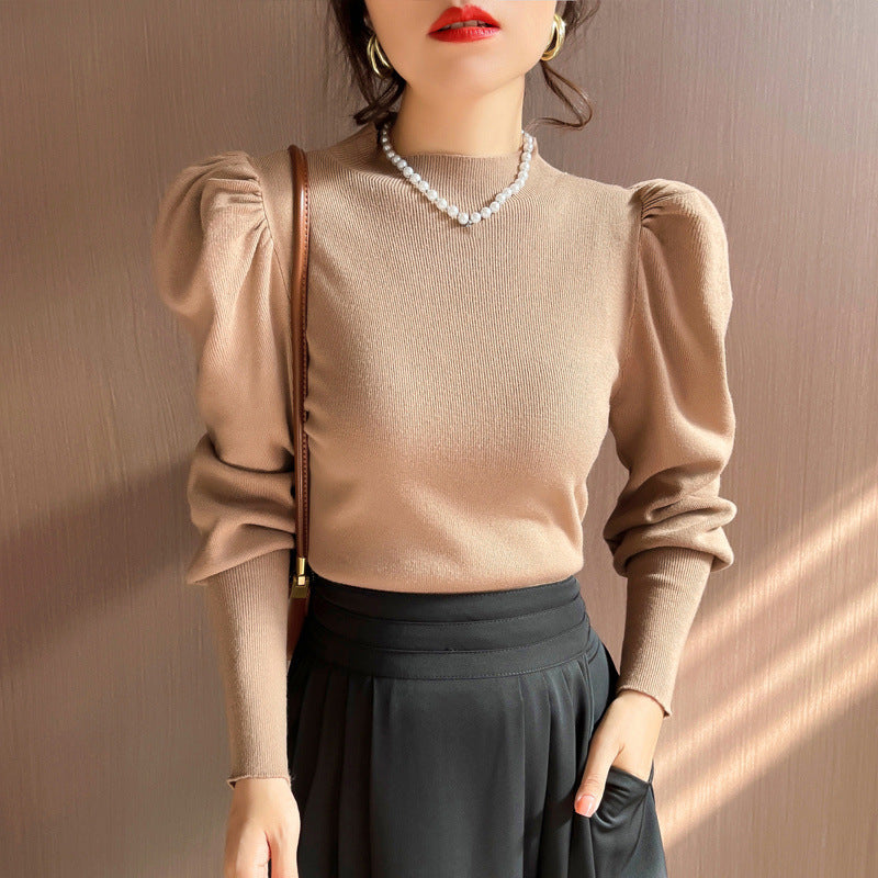 Loose-Fit Slimming Lantern Sleeve Bottoming Sweater for Inner Wear