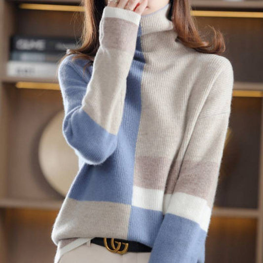 Loose Slimming Turtleneck Sweater, Laid-back Style Knitted Bottoming Shirt for Women