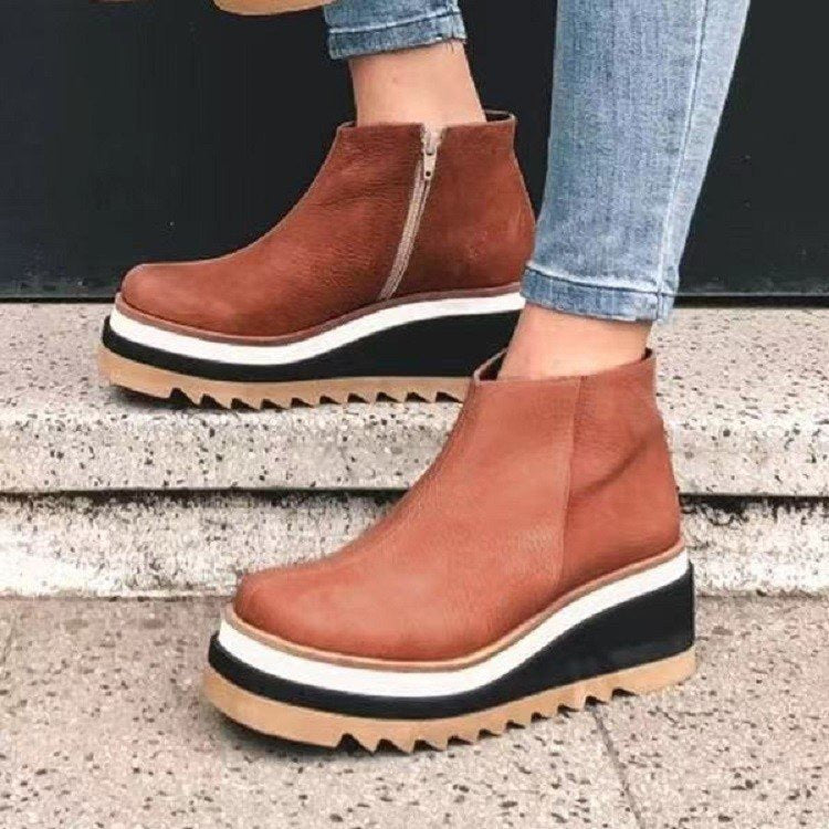 Women's Platform Shoes with Side Zipper