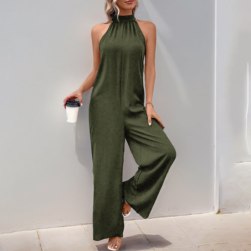 Fashion Halter Neck Straight Leg Jumpsuit