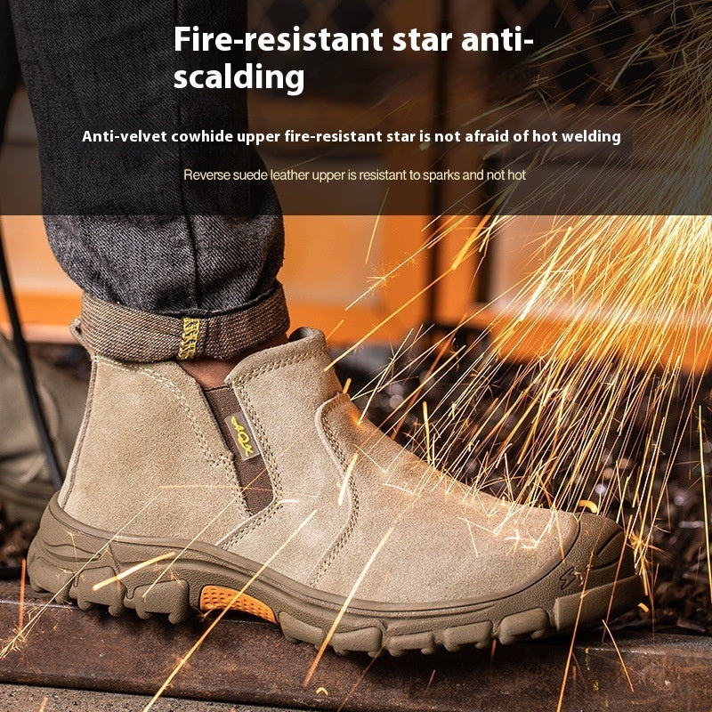 Lightweight Welding Construction Work Shoes - Steel Toe and Shoelace Design