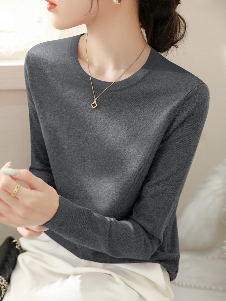 Round Neck Loose Long Sleeve Sweater
