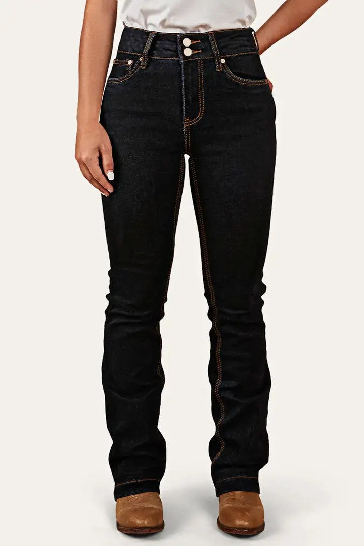 High-Rise Bootcut Jeans For Women, Tummy Control Dark Wash Durable Western Work & Riding Pants