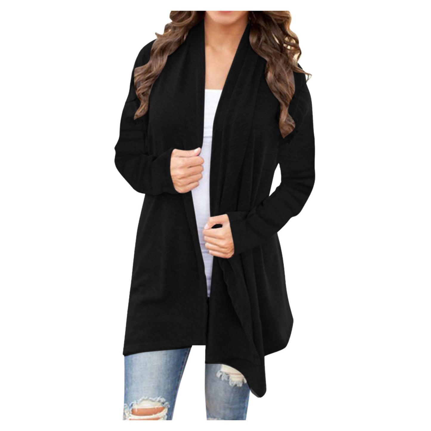 New Solid Color Long-Sleeve Cardigan Jacket – Long Style