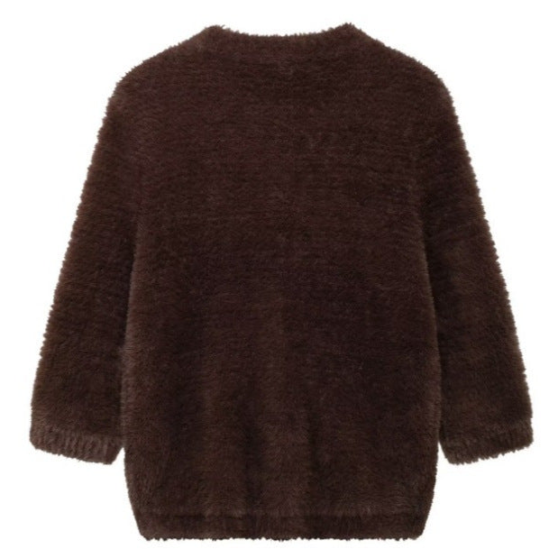 Women's Fashion Faux Fur Knit Sweater