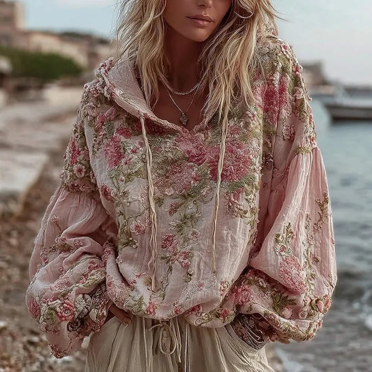 Women's Long Sleeve Hooded Sweatshirt Pullover Loose Casual Top