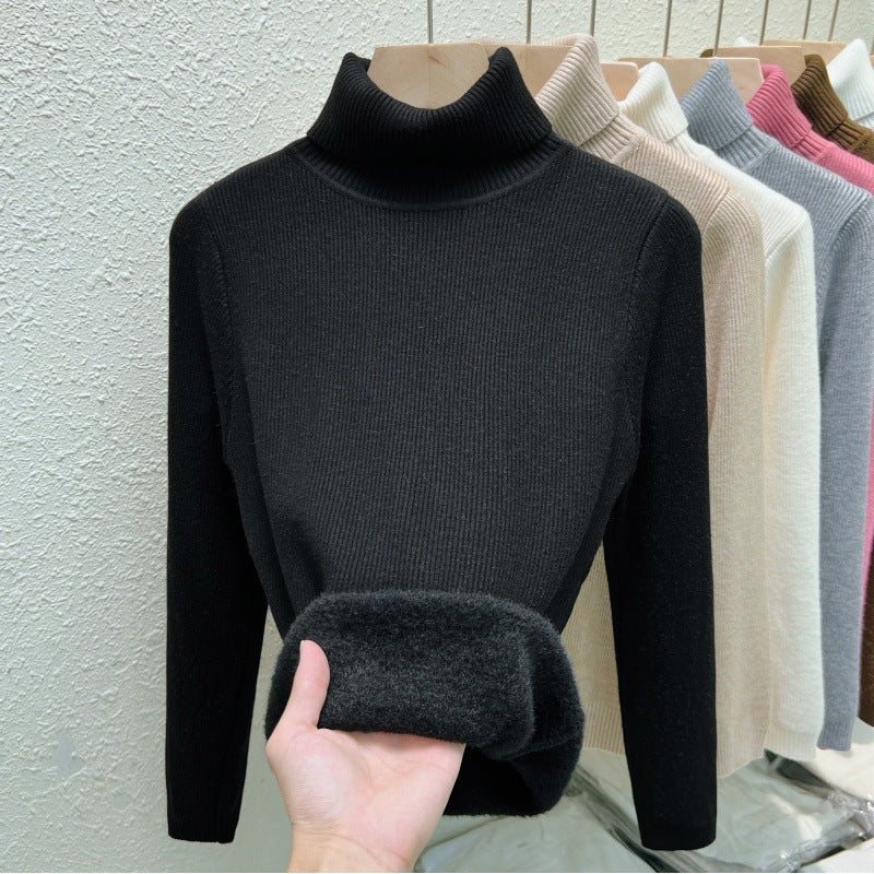 Fleece-Lined Thickened Turtleneck Sweater for Autumn and Winter – Slim Fit and Warm