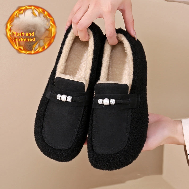 Cotton Gommino Shoes with Fleece Lining – Padded, Warm, and Fluffy