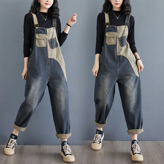 Autumn Plus-Size Loose Denim Overalls