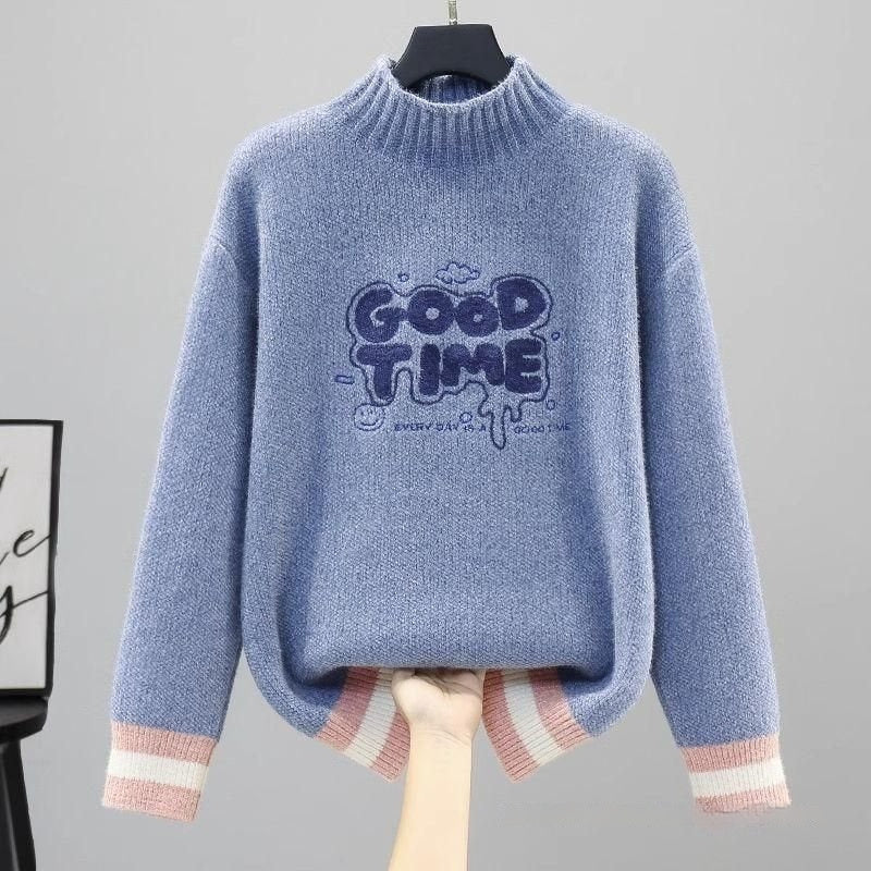 Winter Fleece-Lined Sweater for Girls, Thickened for Warmth