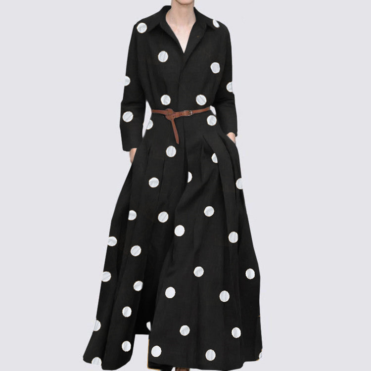 Women's Elegant Polka Dot Dress, Perfect for Leisure and Holidays