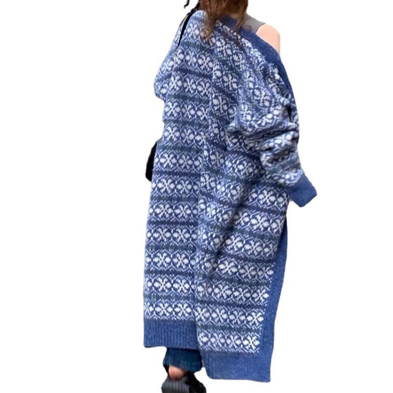 Women's Western Ethnic Style Long Sweater Coat