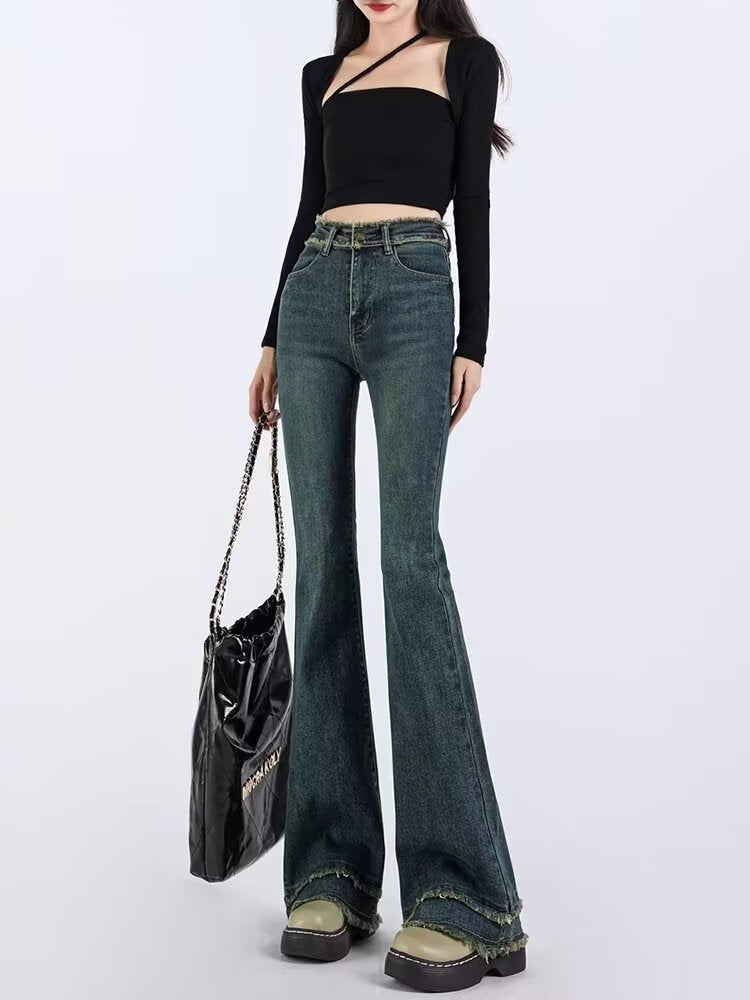 Retro Light-Wash Slightly Flared Jeans