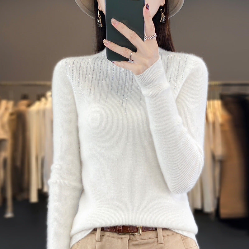 Half Turtleneck Diamond-Patterned Base Layer Shirt