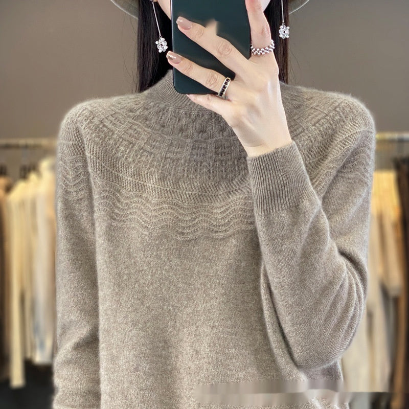 Slimming Half-Turtleneck Wool Knitted Bottoming Shirt