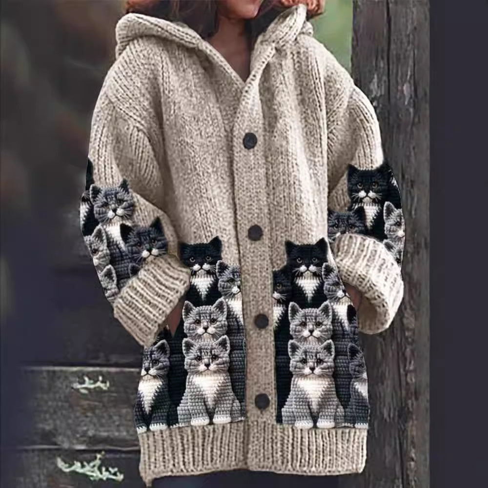 Halloween Animal 3D Printed Hooded Sweater Cloak – Casual and Stylish Design